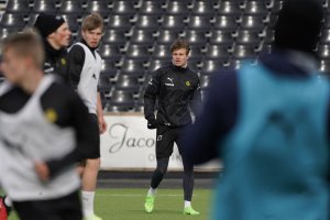 Sondre Sørli på trening på Aspmyra stadion. 