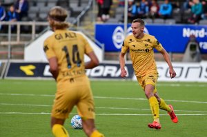 Marius Lode i kamp på Aspmyra i 2019.