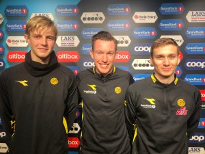 Nicolai Wårheim Moholt, trener Tom Dent, Preben Mohaug. Bodø/Glimt 2.