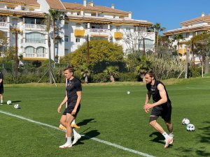 Morten Konradsen og Brede Moe på treningsleir på Marbella 2021.