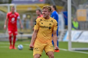 Fredrik André Bjørkan etter målet han satt inn mot Brann.