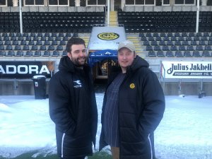 Arrangementssjef Ørjan Heldal og supporterkoordinator Johnny Kristensen.