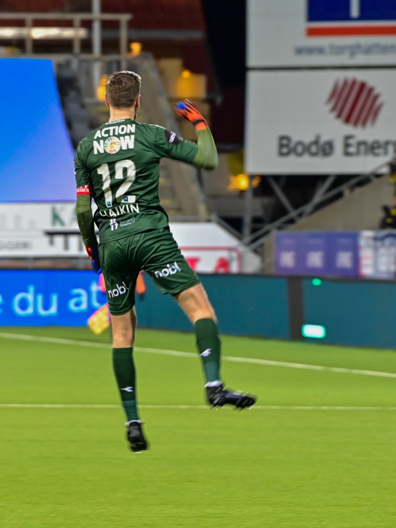 Glimt var tilbake i scoringsform mot Stabæk på søndag. Til keeper Haikins store glede. Foto: Kent Even Grunstad