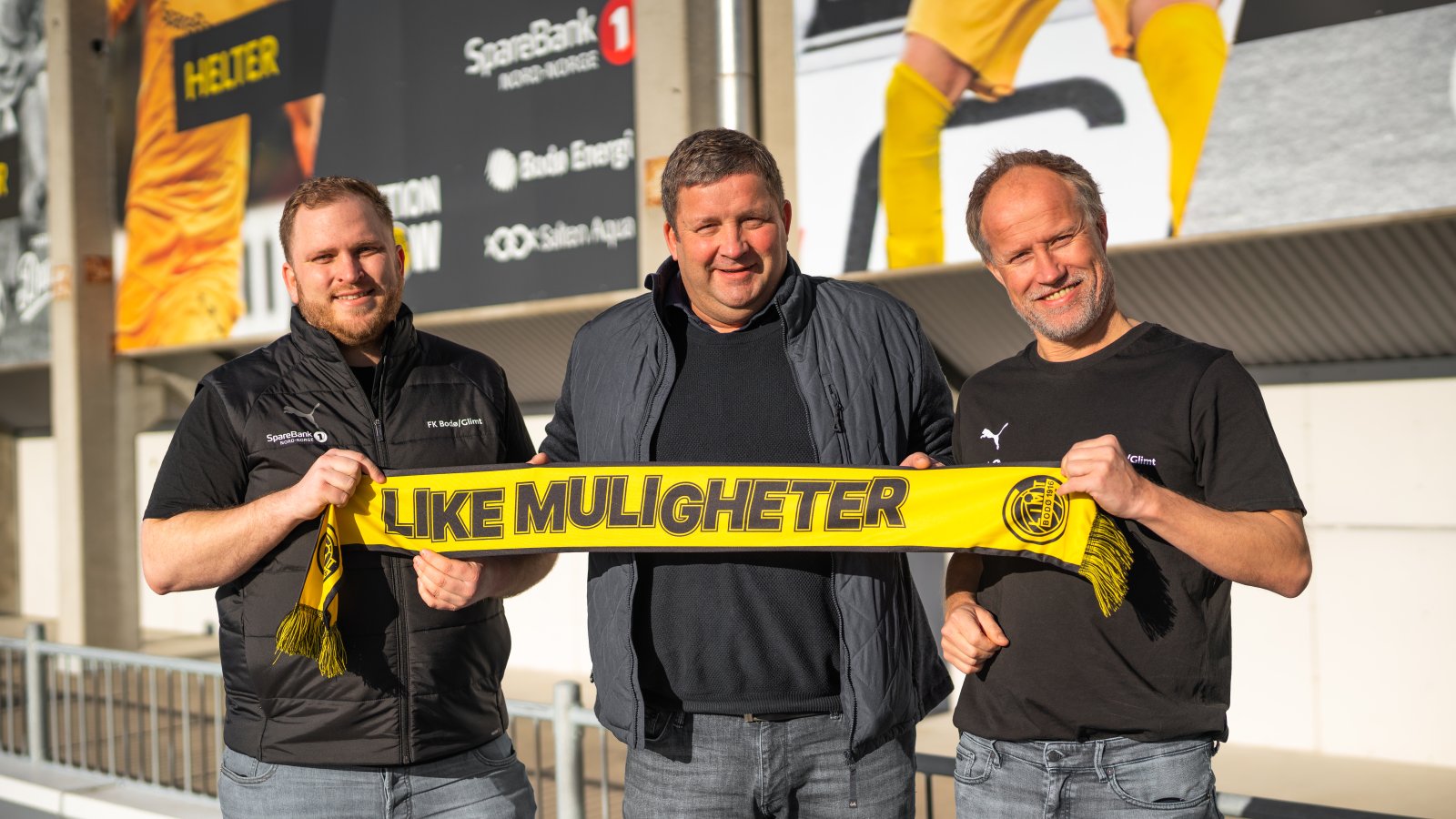 Markus Fodstad, Frank Andersen og Runar Berg. Bodø/Glimt inngår samarbeid med Ringnes. 