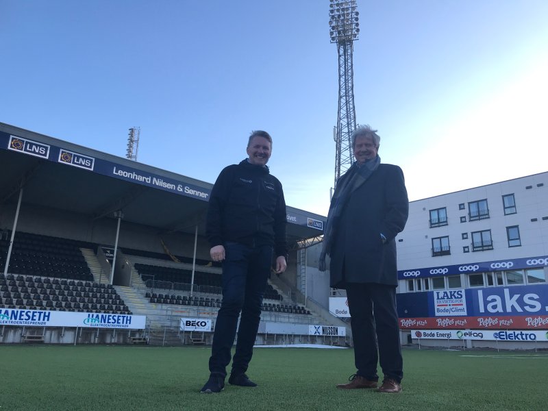 Styreleder i FK Bodø/Glimt, Inge Henning Andersen og Ove Andreassen fra Nordlandsglimt.