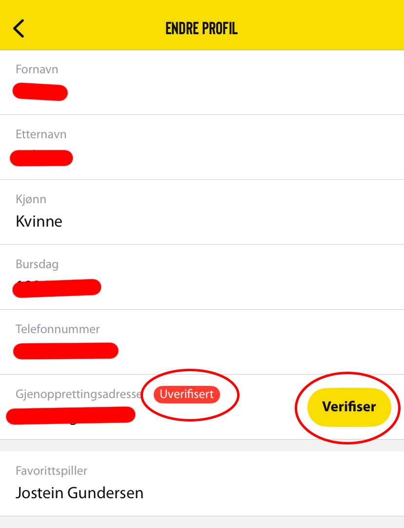 Klikk på den gule verifiser-knappen og følg instruksjonene i eposten du mottar. Dette kan ta litt tid