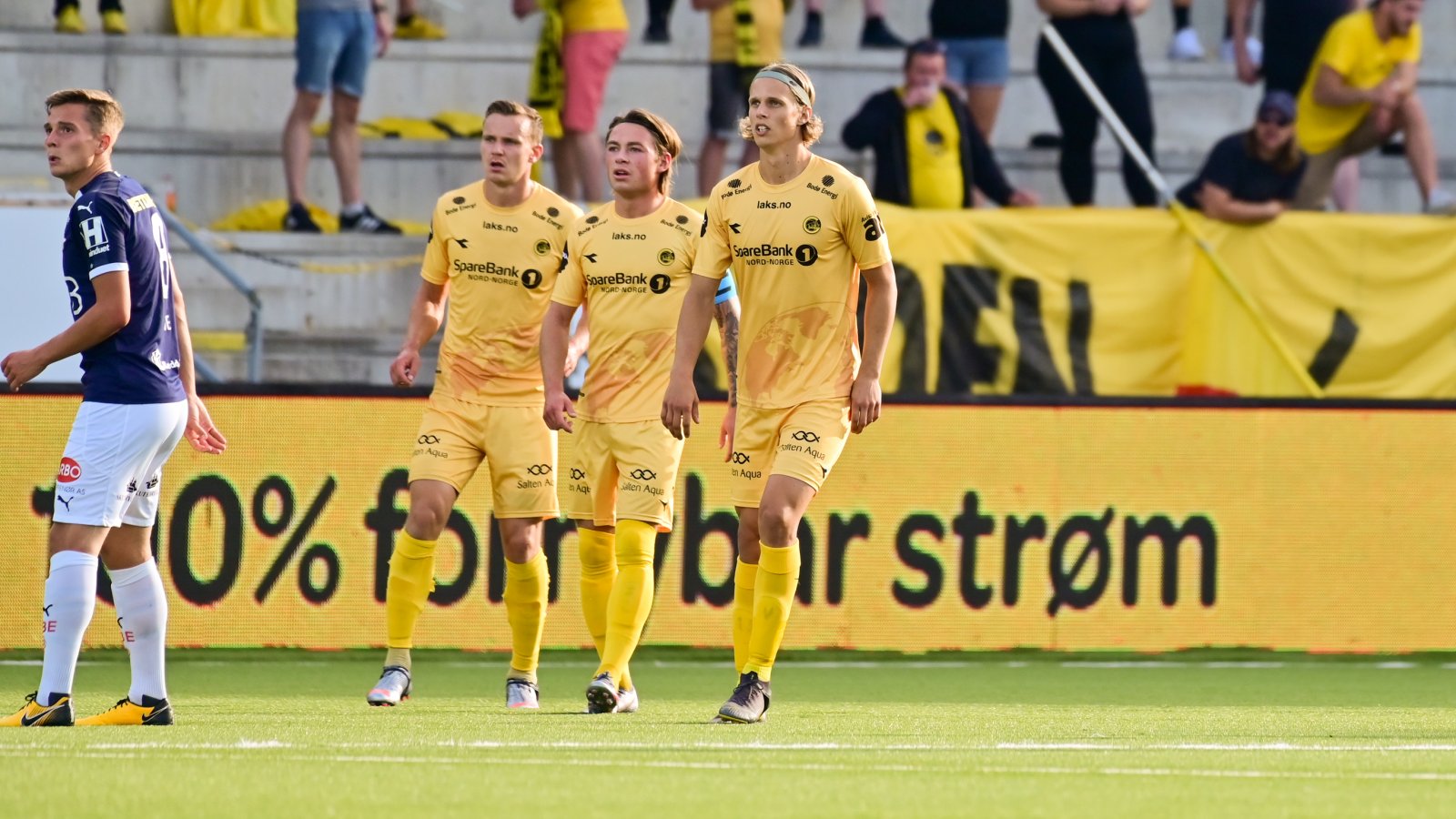 Marius Lode, Patrick Berg og Ulrik Saltnes i kampen mot Strømsgodset i 2020. 