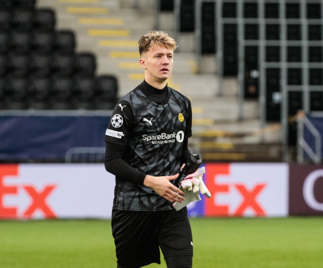 Isak Sjong under Youth League-kampen mellom Bodø/Glimt og Monaco på Aspmyra høsten 2025