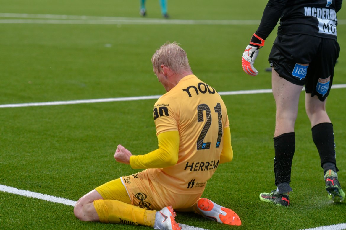 Geir André Herrem etter 3-0 målet til Bodø/Glimt mot Kristiansund.