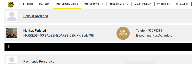 Hovedkontakt - partnersider